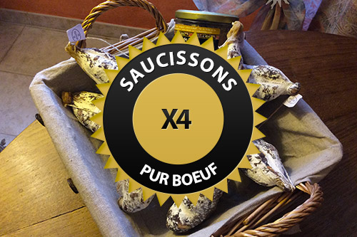 Lot de 4 saucissons pur boeuf Lot de 4 saucissons pur boeuf